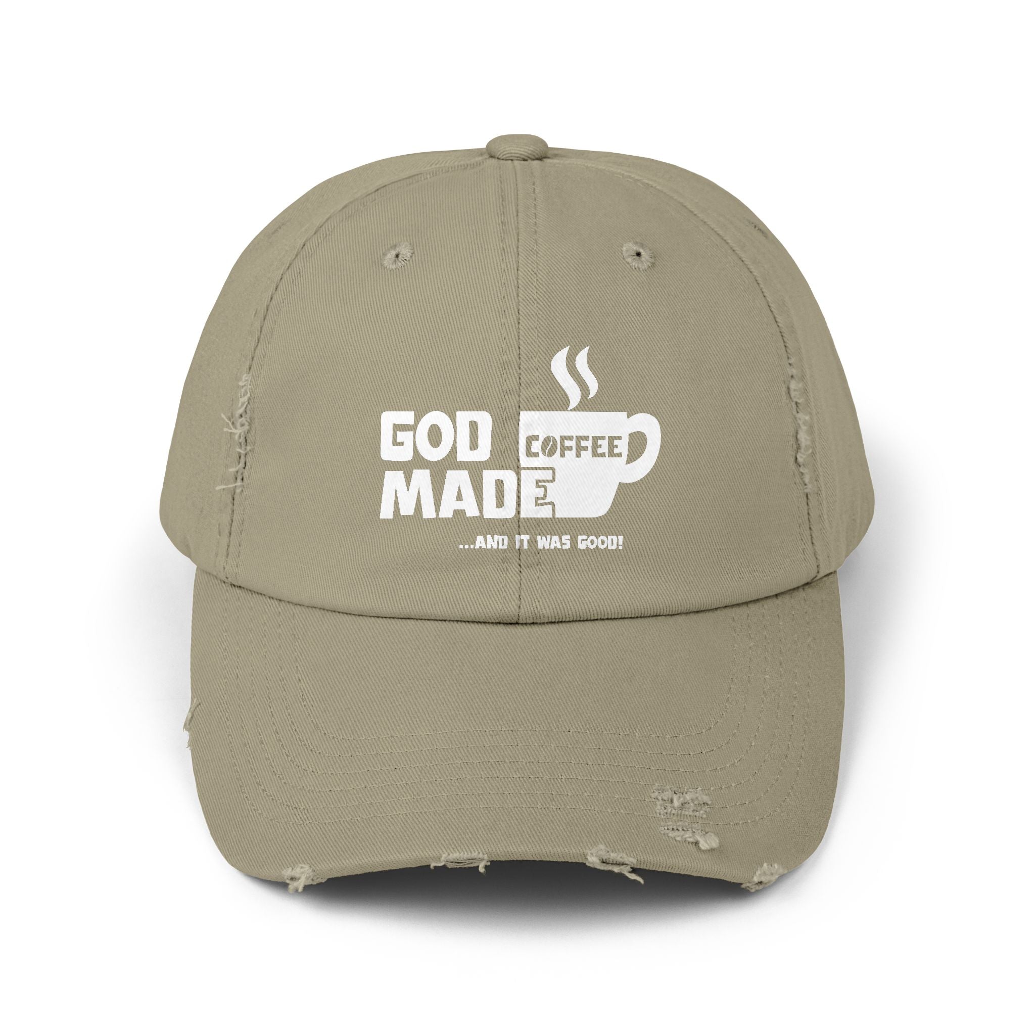 "God Made Coffee" Distressed Cap