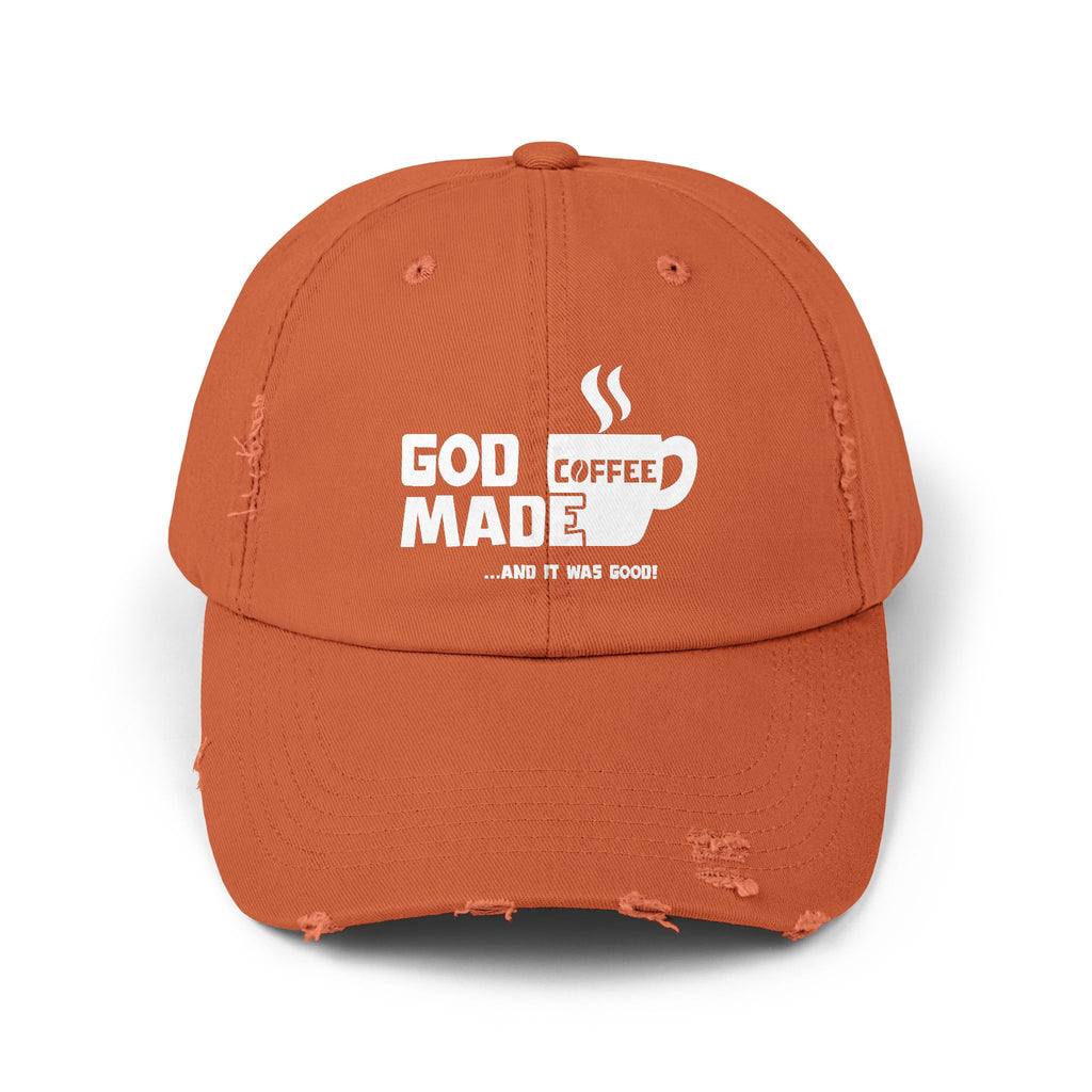 "God Made Coffee" Distressed Cap