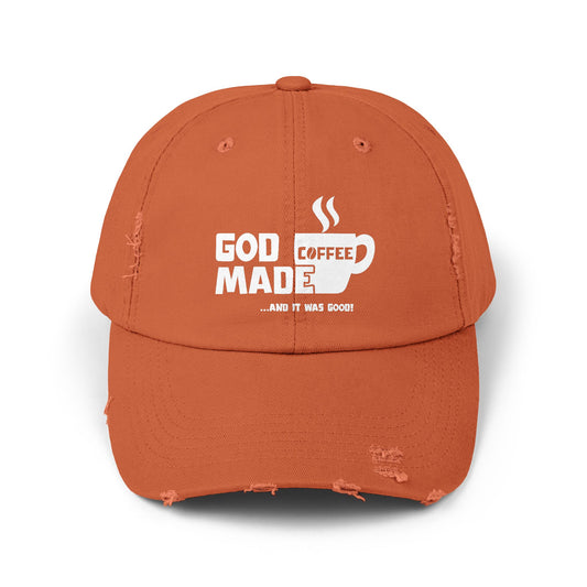 "God Made Coffee" Distressed Cap
